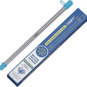 Portable Water Filter Straw, 316L Stainless Steel Reusable Personal Water Purifier for Camping Hiking Backpacking Travel, Emergency Survival Gear (Light Blue,1 Pcs)